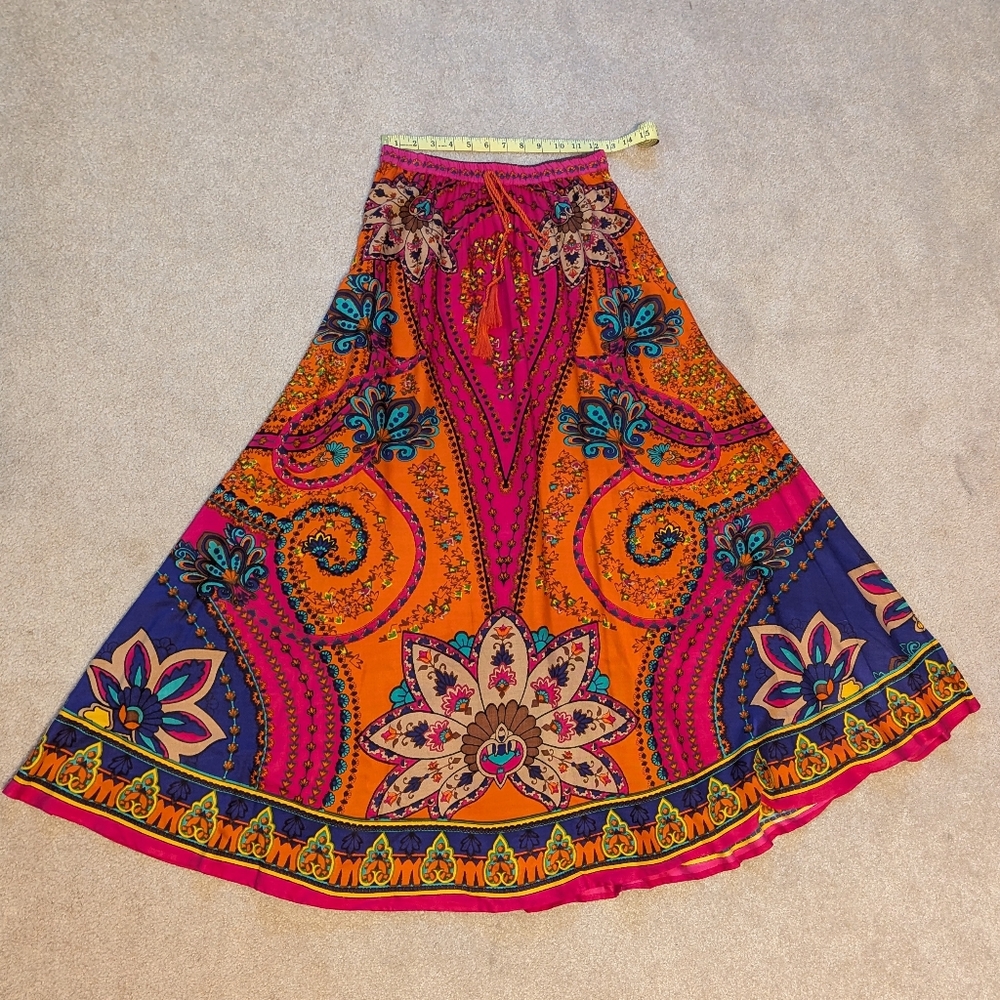 Colorful Paisley ankle length skirt